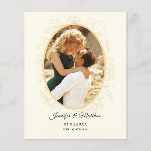 Floral Border Photo Save the Date Uitnodiging Flyer (Voorkant)