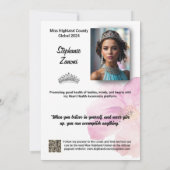 Floral Border Promotional Pageant Prints | QR Code Kaart (Achterkant)