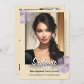 Floral Border Promotional Pageant Prints | QR Code Kaart (Voorkant / Achterkant)