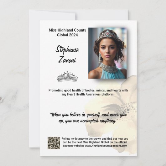 Floral Border Promotional Pageant Prints | QR Code Kaart (Achterkant)