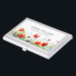 Floral Border Red Poppies Visitekaarthouder<br><div class="desc">Elegante moderne rode papavers grenzen aan de aanpasbare sjabloon van de visitekaartje-houder.</div>