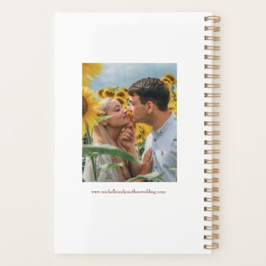 Floral Border Red Rose Sunflower Wedding Planner (Achterkant)