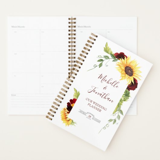 Floral Border Red Rose Sunflower Wedding Planner (Display)