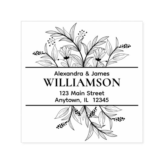 Floral Border retouradres Zelfinktende Stempel (Design)