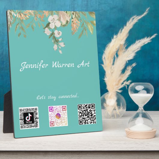  Floral Border Social Media Scan Codes Fotoplaat (Zijkant)