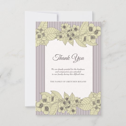 Floral Border Sympathie Hartelijk dank Bedankkaart (Voorkant)