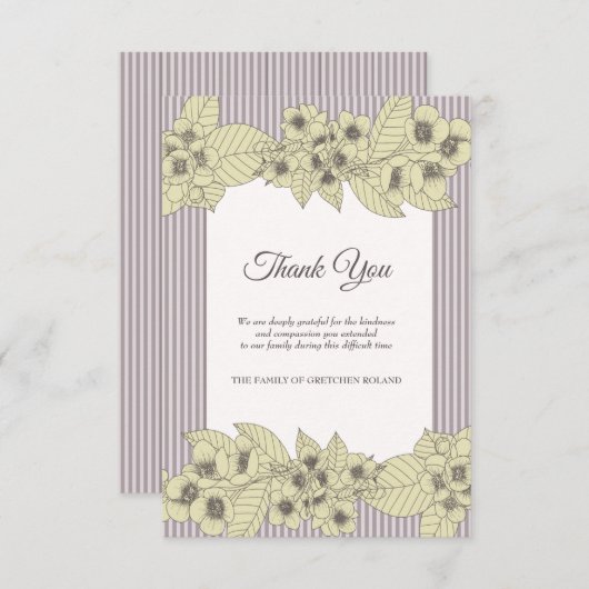 Floral Border Sympathie Hartelijk dank Bedankkaart (Voorkant / Achterkant)