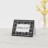 Floral Border Thinking of You,  Black & White Kaart (Gele Bloem)