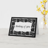 Floral Border Thinking of You,  Black & White Kaart (Gele Bloem)