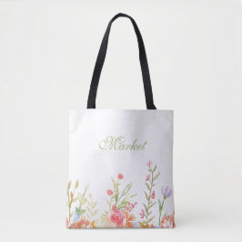 Floral Border Tote Bag