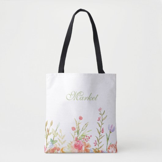 Floral Border Tote Bag (Voorkant)