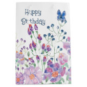 Floral Border Verjaardag Medium Cadeauzakje (Voorkant)
