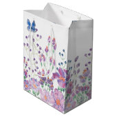 Floral Border Verjaardag Medium Cadeauzakje (Achterkant Gekanteld)
