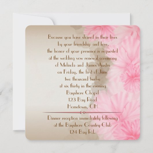 Floral Border Vow Renewal Kaart (Achterkant)