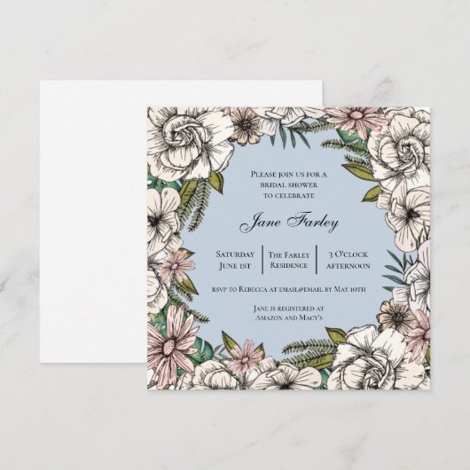 Floral Border Vrijgezellenfeest met neutrale bloem Kaart (Voorkant / Achterkant)