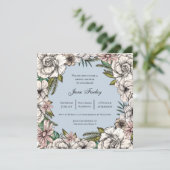 Floral Border Vrijgezellenfeest met neutrale bloem Kaart (Staand voorkant)