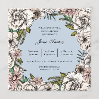 Floral Border Vrijgezellenfeest met neutrale bloem Kaart