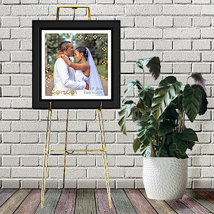 Floral Border Wedding Custom Photo Folie Afdrukken