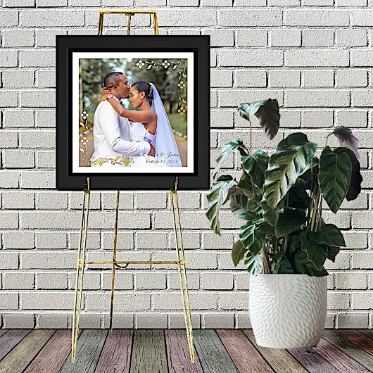 Floral Border Wedding Custom Photo Folie Afdrukken