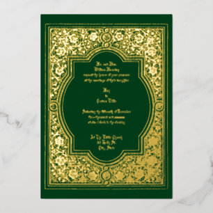 Floral Border Wedding Folie Uitnodiging