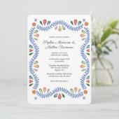 Floral Border Wedding Kaart (Staand voorkant)