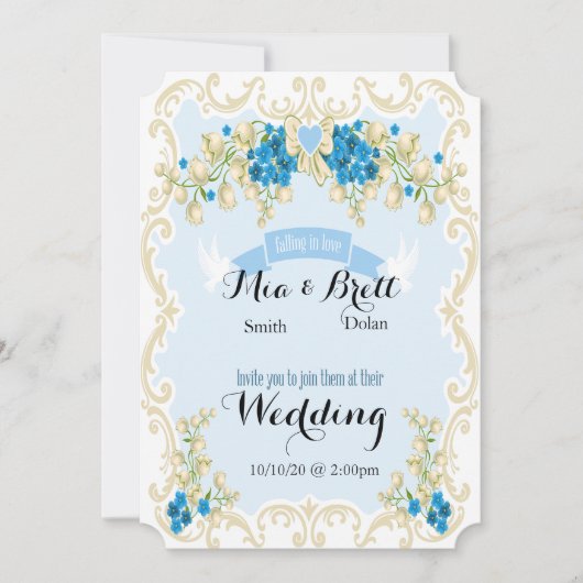 Floral Border Wedding Uitnodiging (Voorkant)