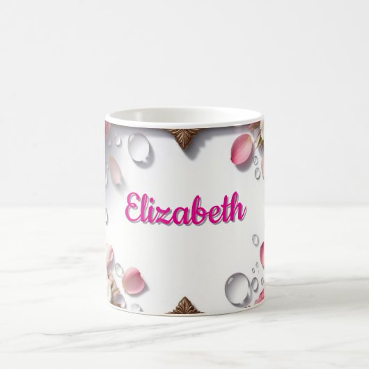 Floral Border With Custom Name Koffiemok (Center)