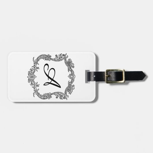 Floral Border with Monogram Bagagelabel (Voorkant horizontaal)