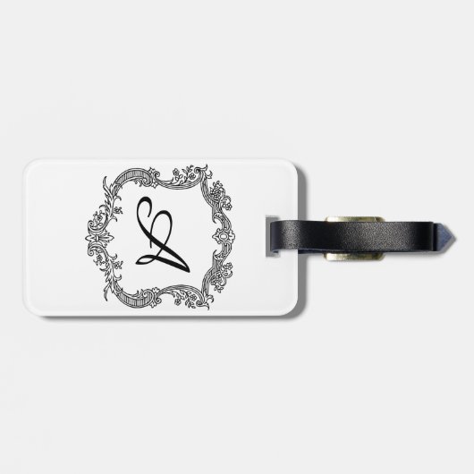 Floral Border with Monogram Bagagelabel (Achterkant horizontaal)