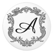 Floral Border with Monogram Keramische Knop (Voorkant)