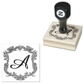Floral Border with Monogram Rubberstempel (Gestempeld)