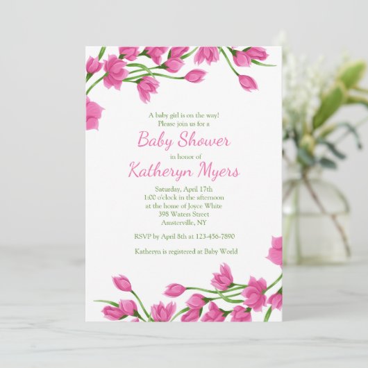 Floral Borders Invitation Kaart (Staand voorkant)