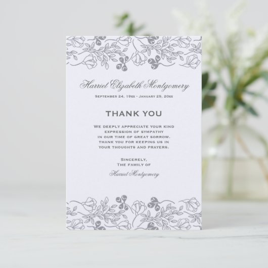 Floral Borders Sympathcard Kaart (Staand voorkant)