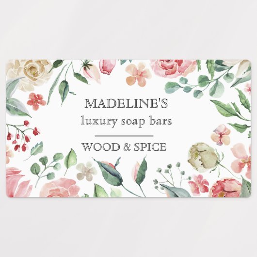 Floral Borders Zeep Bars Elegante Lijm Labels (Design 2)