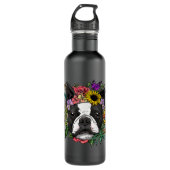 Floral Boston Terrier Botanical Plant Flower Puppy Waterfles (Voorkant)