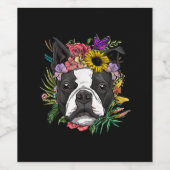 Floral Boston Terrier Dog Spring Natuur Hondenlief Wijn Etiket (Enkel label)