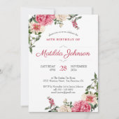  Floral Botanical 60th Birthday Party Kaart (Voorkant)