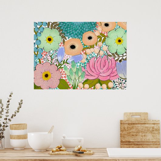 Floral Botanical Artist Impression Poster (Keuken)