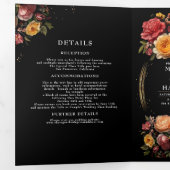 Floral Botanical Black Moody Luxe Huwelijk Drieluik Uitnodiging (Binnenzijde eerst)