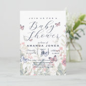 Floral Botanical Boho Butterfly Baby shower Kaart (Staand voorkant)