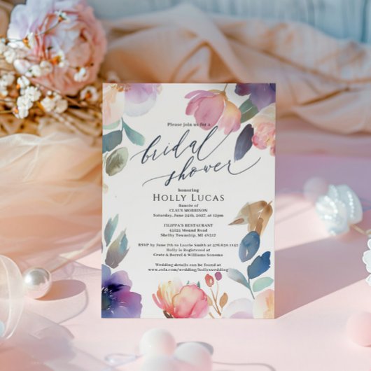 Floral Botanical Bridal Shower Invitation Kaart