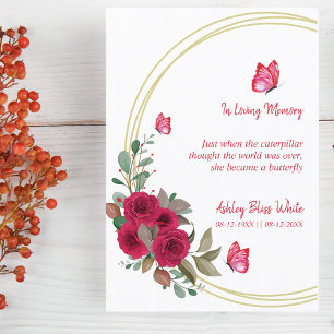 Floral Botanical Butterflies Funeral Beste Kaart