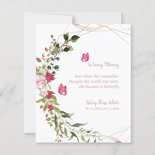 Floral Botanical Butterflies Memorial Dear Ones (Voorkant)