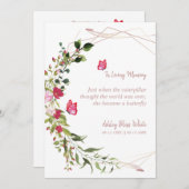 Floral Botanical Butterflies Memorial Kaart (Voorkant / Achterkant)