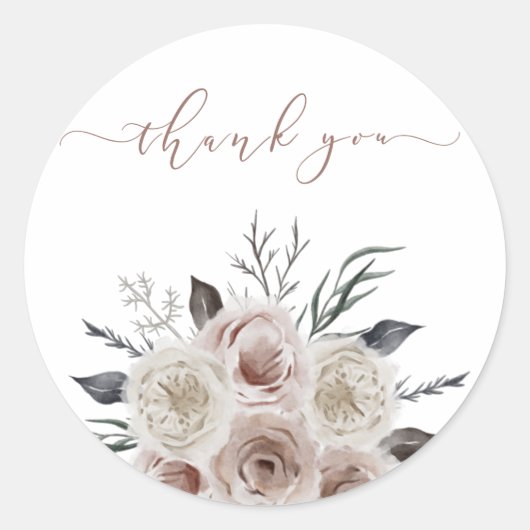 Floral Botanical Dank je Envelopzegels Ronde Sticker (Voorkant)