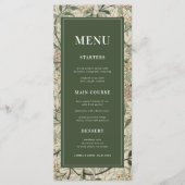  Floral Botanical Dark Green Cream Wedding Menu (Voorkant)