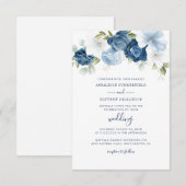 Floral Botanical Dusty Blue Greenery Wedding Kaart (Voorkant / Achterkant)