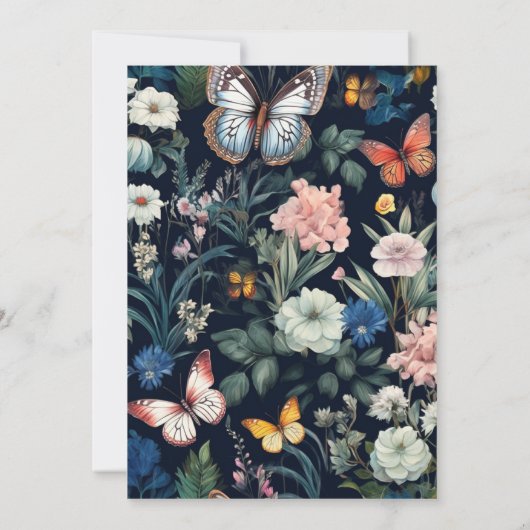 Floral Botanical Elegant Boho Butterfly Bridal Kaart (Achterkant)