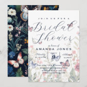 Floral Botanical Elegant Boho Butterfly Bridal Kaart (Voorkant / Achterkant)