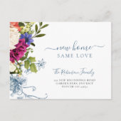 Floral botanical elegant script dat beweegt aankondigingskaart (Voorkant)